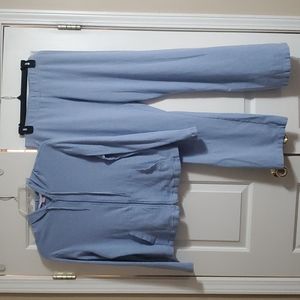 Victoria Secret set zip up hoodie wide leg pants blue
